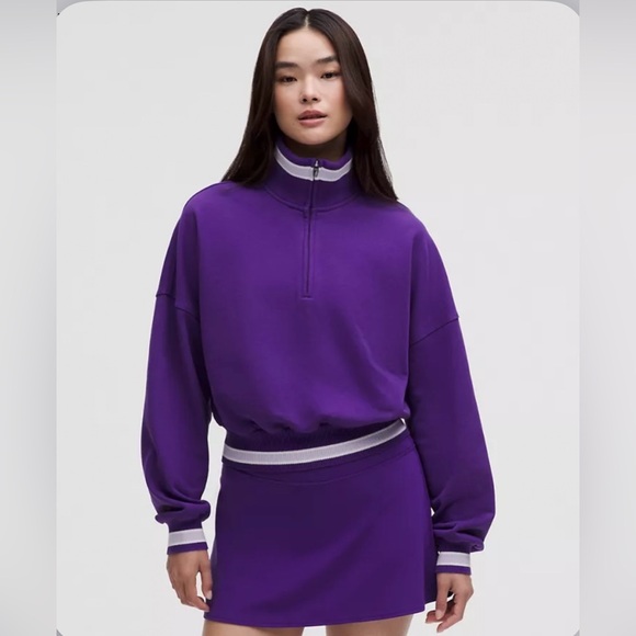 lululemon athletica Sweaters - Lululemon Purple Striped Crop Top, NEW!